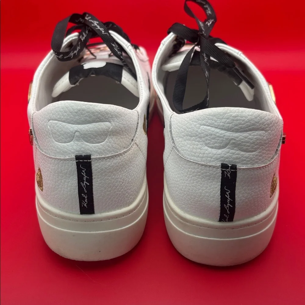 KARL LAGERFELD Paris Cate Leather Pin Embellished Lace-up Sneakers , size 9.5 GC - Picture 5 of 13